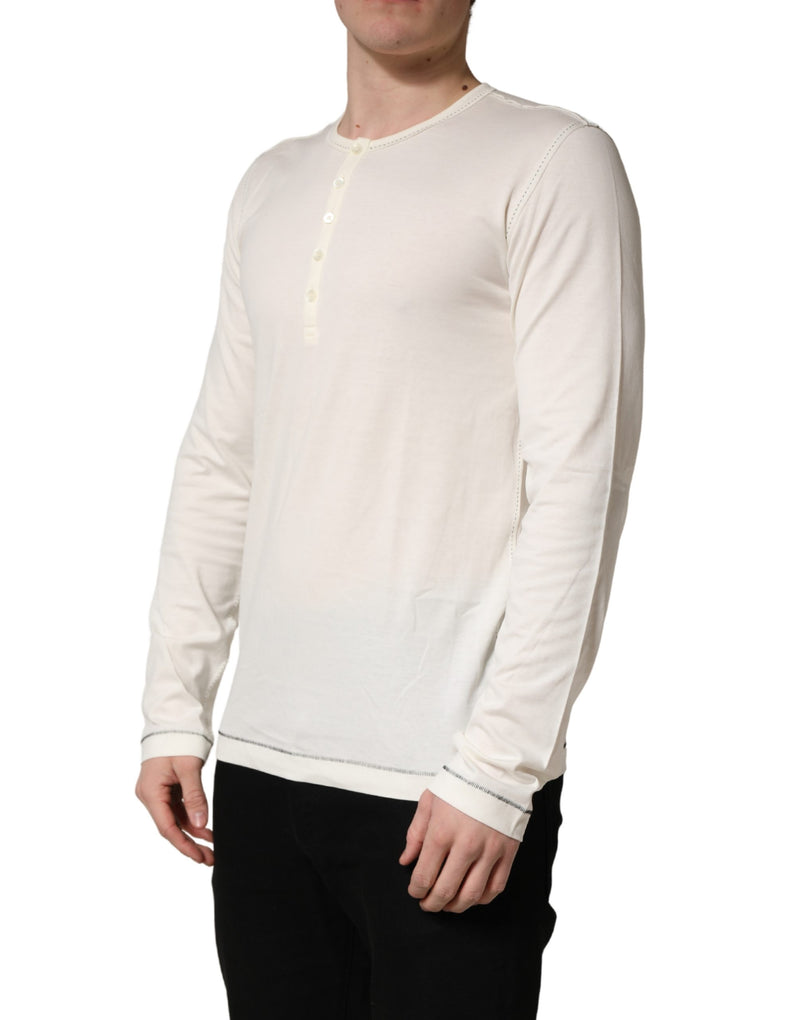 Pull-over Henley à manches longues blanc Dolce & Gabbana