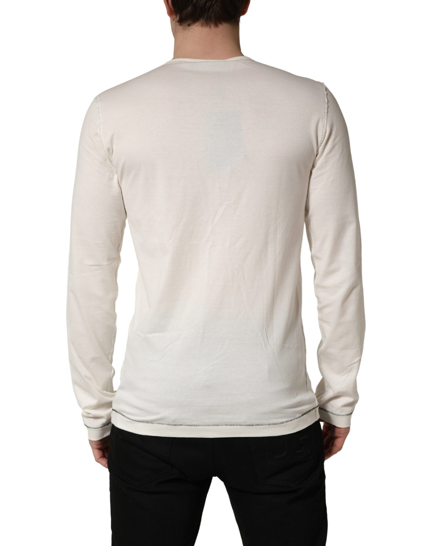 Pull-over Henley à manches longues blanc Dolce & Gabbana