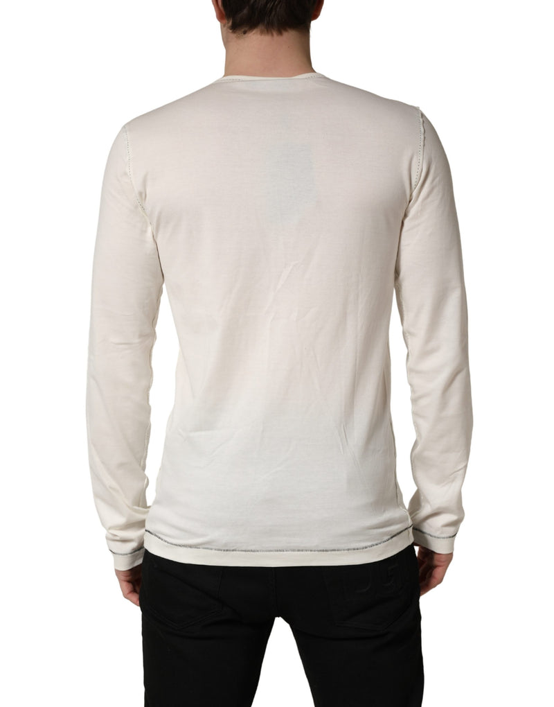 Pull-over Henley à manches longues blanc Dolce & Gabbana