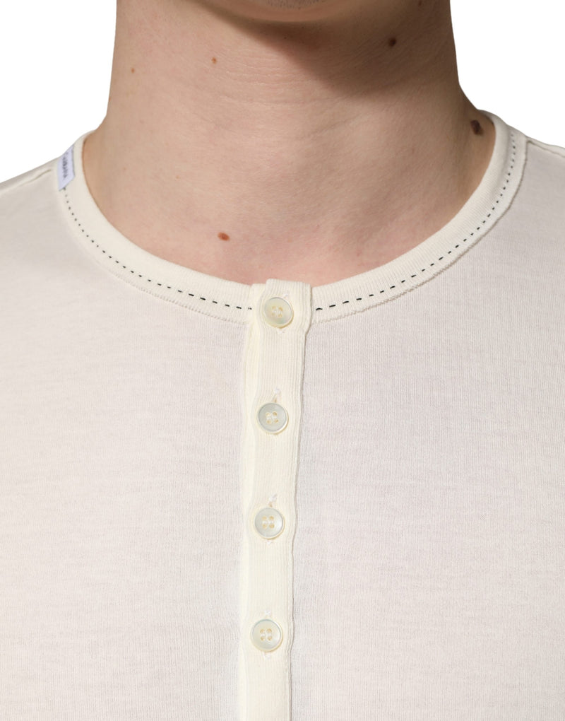 Pull-over Henley à manches longues blanc Dolce & Gabbana