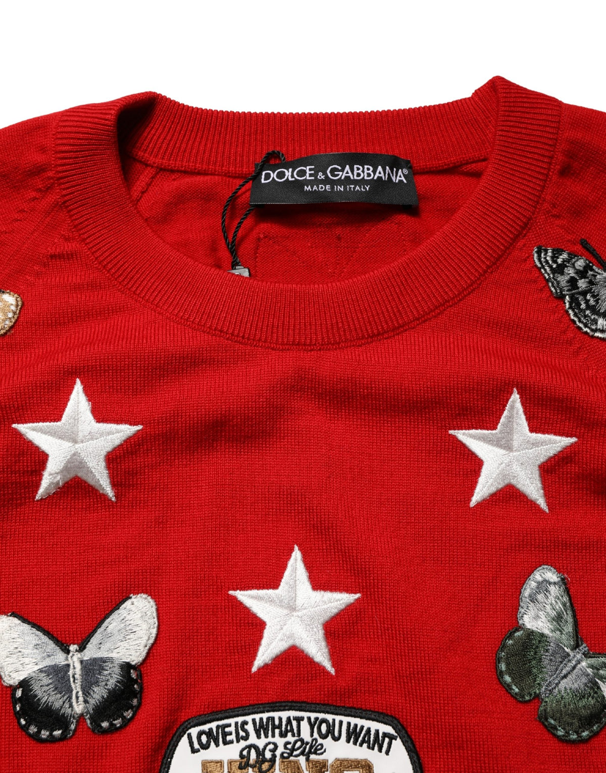 Pull Col Rond Homme Dolce & Gabbana en Laine Multicolore Papillon Étoile