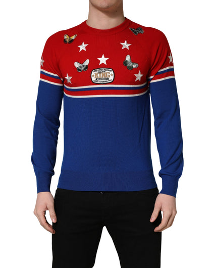 Dolce & Gabbana Multicolor Wol Vlinder Ster Mannen Ronde Hals Trui