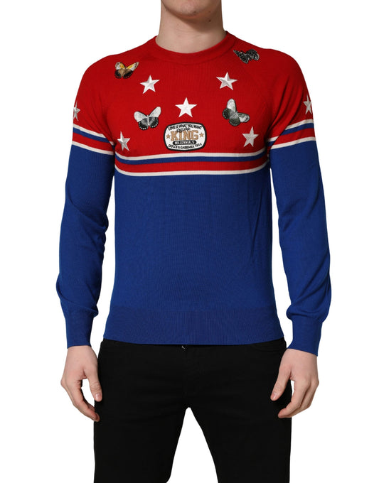 Dolce & Gabbana Multicolor Wol Vlinder Ster Mannen Ronde Hals Trui