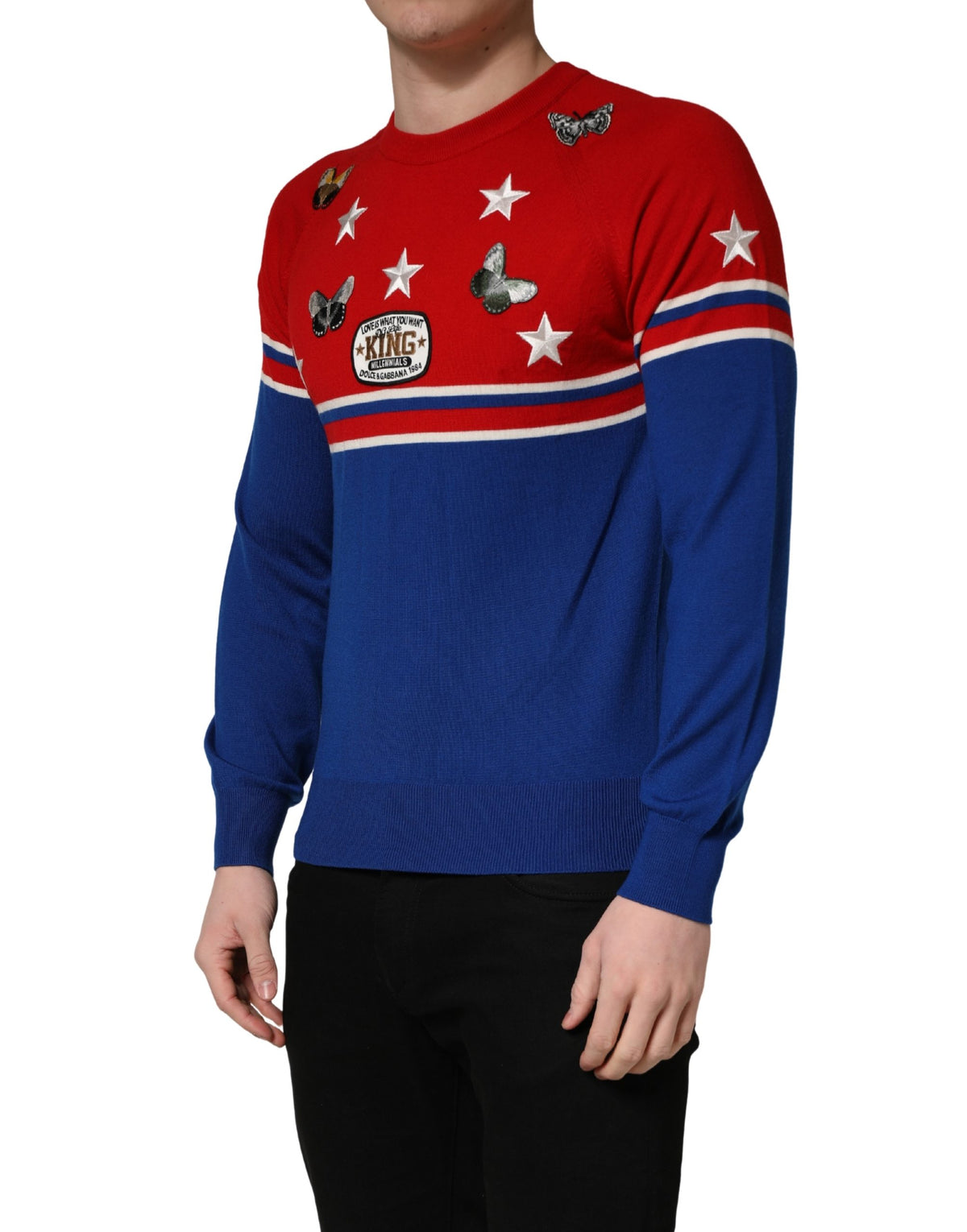 Pull Col Rond Homme Dolce & Gabbana en Laine Multicolore Papillon Étoile
