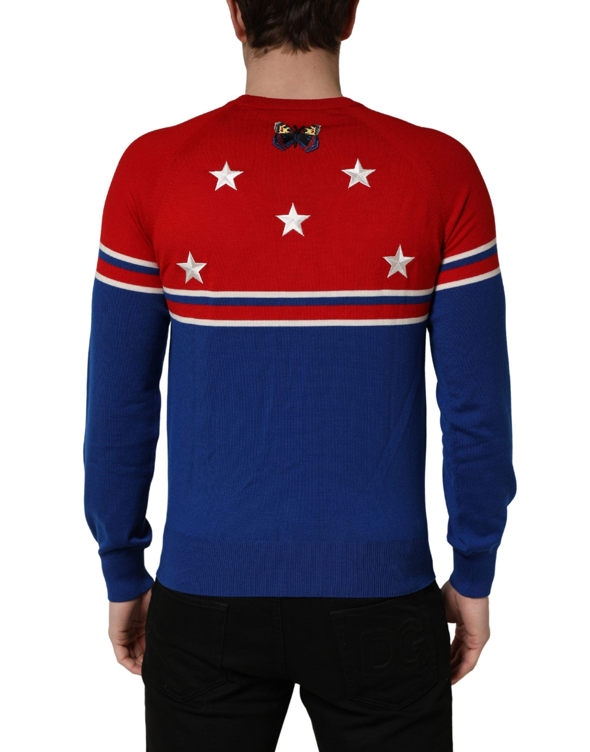 Pull Col Rond Homme Dolce & Gabbana en Laine Multicolore Papillon Étoile
