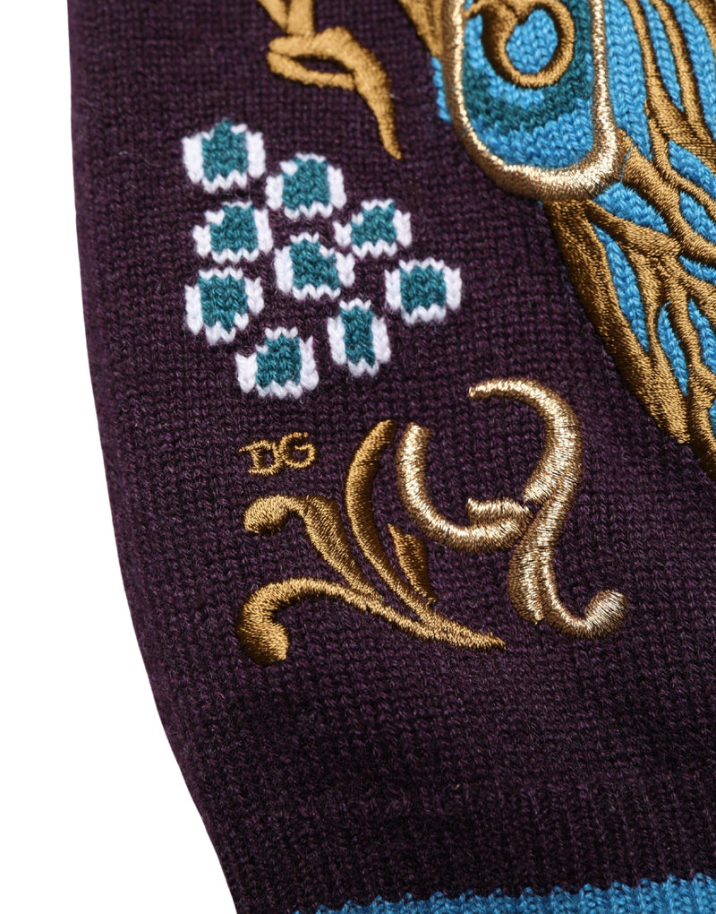 Pull Dolce & Gabbana en cachemire bordeaux brodé d'une couronne