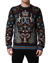 Pull Dolce & Gabbana en cachemire bordeaux brodé d'une couronne