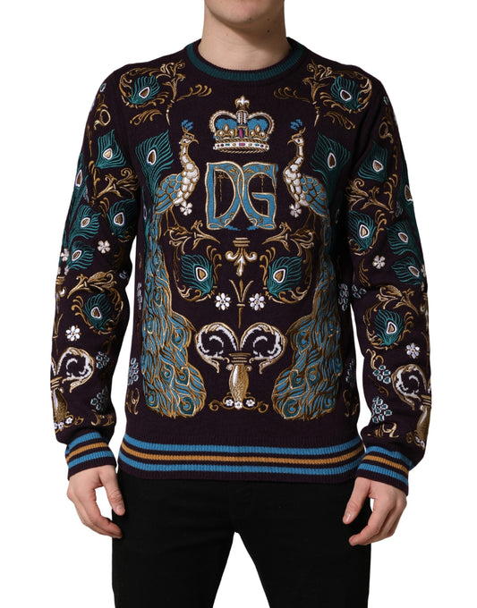 Dolce & Gabbana Bordeaux Kasjmier Trui met Kroonborduursel