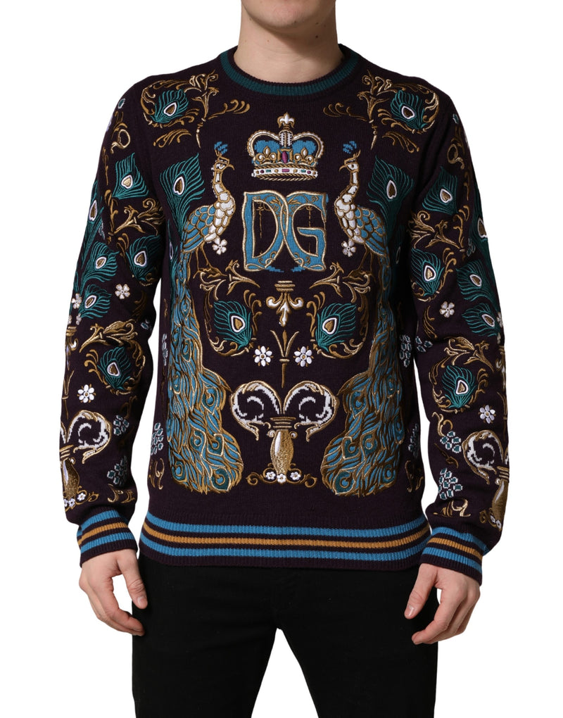 Pull Dolce & Gabbana en cachemire bordeaux brodé d'une couronne