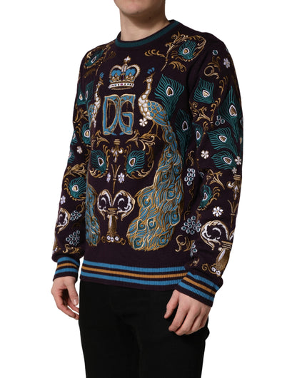 Pull Dolce & Gabbana en cachemire bordeaux brodé d'une couronne
