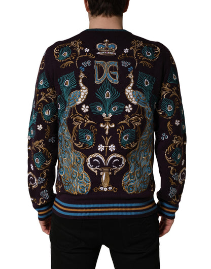 Pull Dolce & Gabbana en cachemire bordeaux brodé d'une couronne