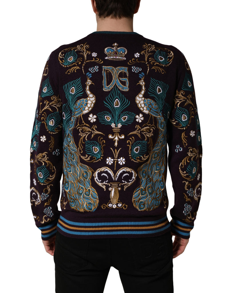 Pull Dolce & Gabbana en cachemire bordeaux brodé d'une couronne