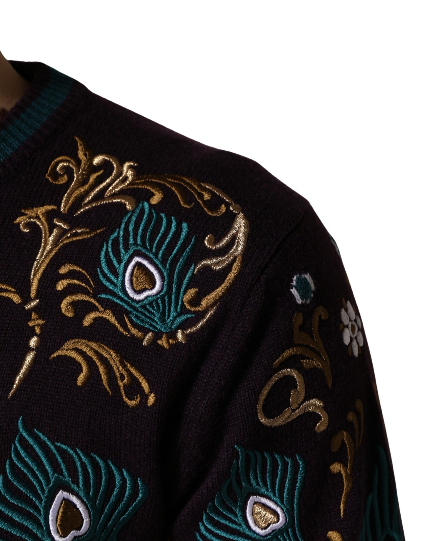 Pull Dolce & Gabbana en cachemire bordeaux brodé d'une couronne