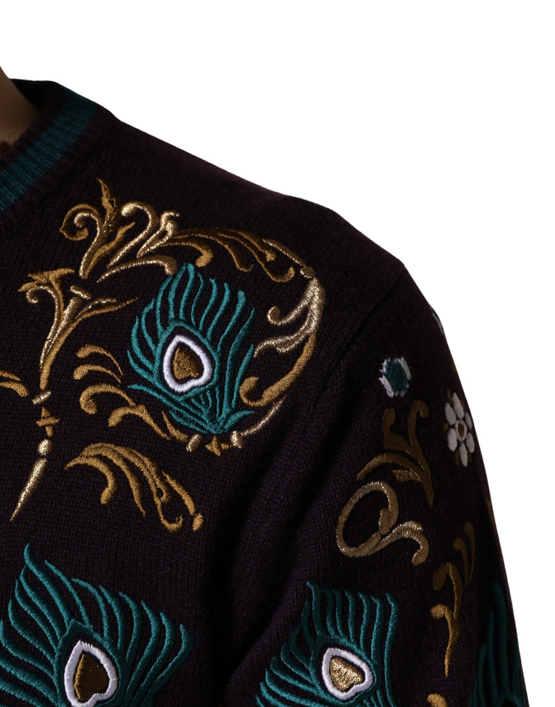 Pull Dolce & Gabbana en cachemire bordeaux brodé d'une couronne