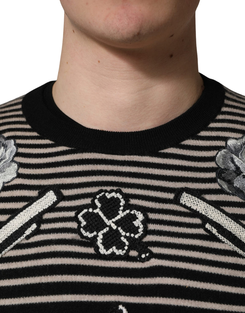 Dolce & Gabbana Meerkleurige Gestreepte Kasjmier Trui met Ronde Hals