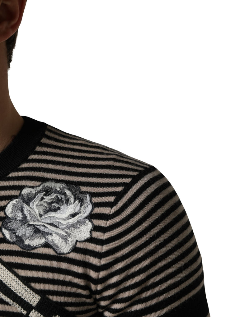 Dolce & Gabbana Meerkleurige Gestreepte Kasjmier Trui met Ronde Hals