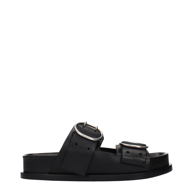 Jil Sander Black Leather Slippers for Women