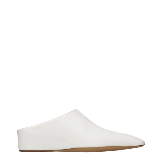 Jil Sander White Leather Slippers for Women