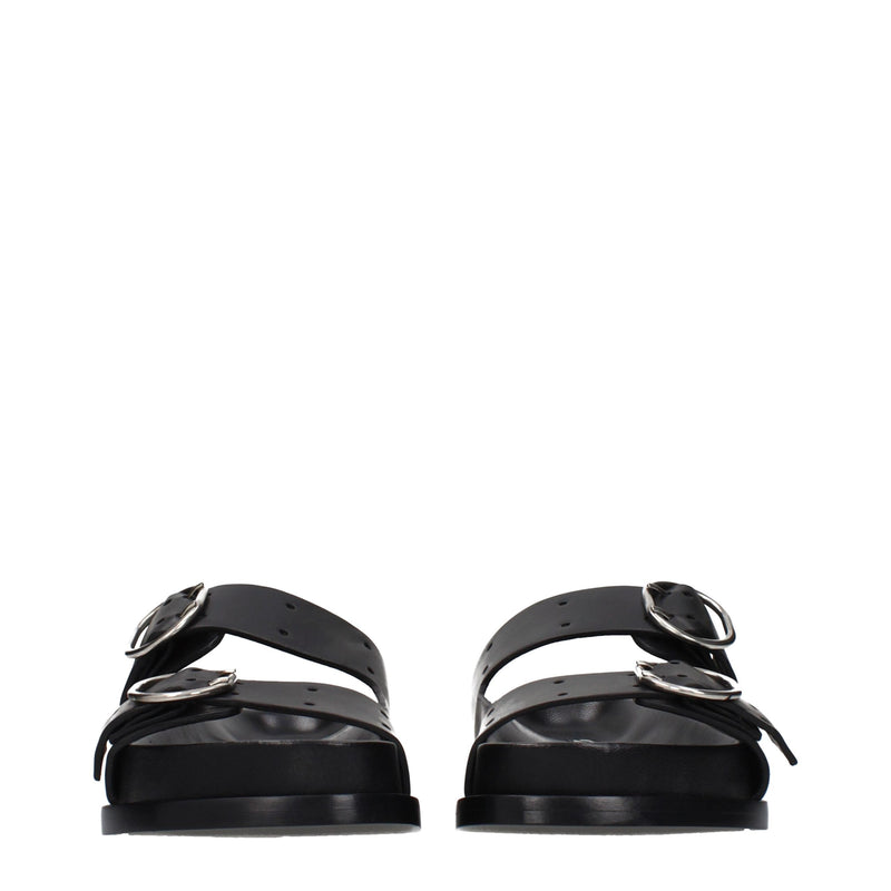 Jil Sander Black Leather Slippers for Women