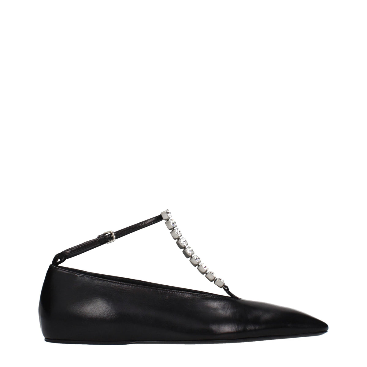 Ballerines en cuir noir Jil Sander