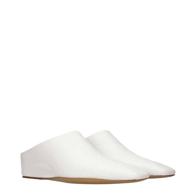 Jil Sander White Leather Slippers for Women