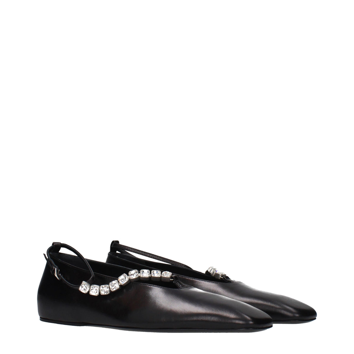 Ballerines en cuir noir Jil Sander