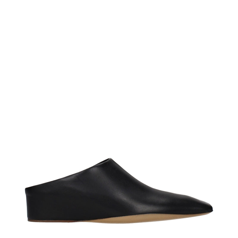 Jil Sander Black Leather Slippers for Women