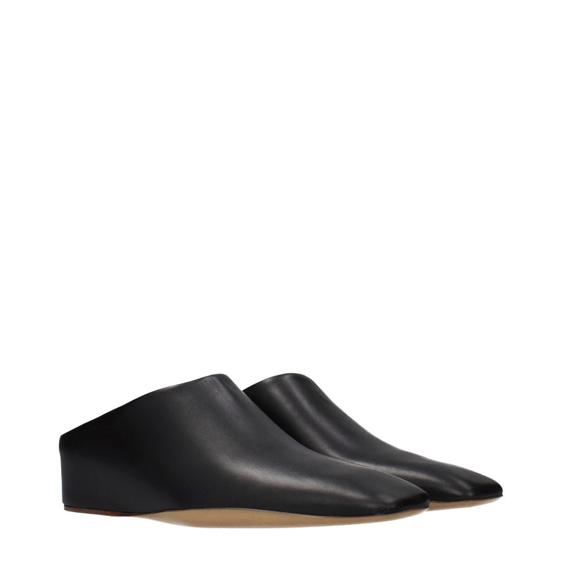 Jil Sander Black Leather Slippers for Women