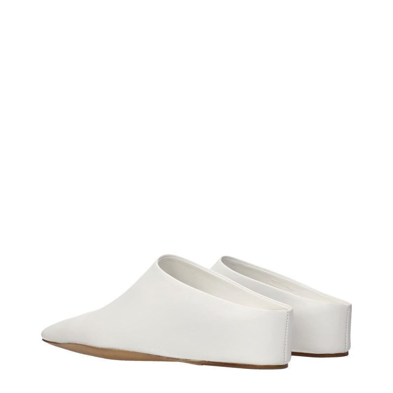 Jil Sander White Leather Slippers for Women