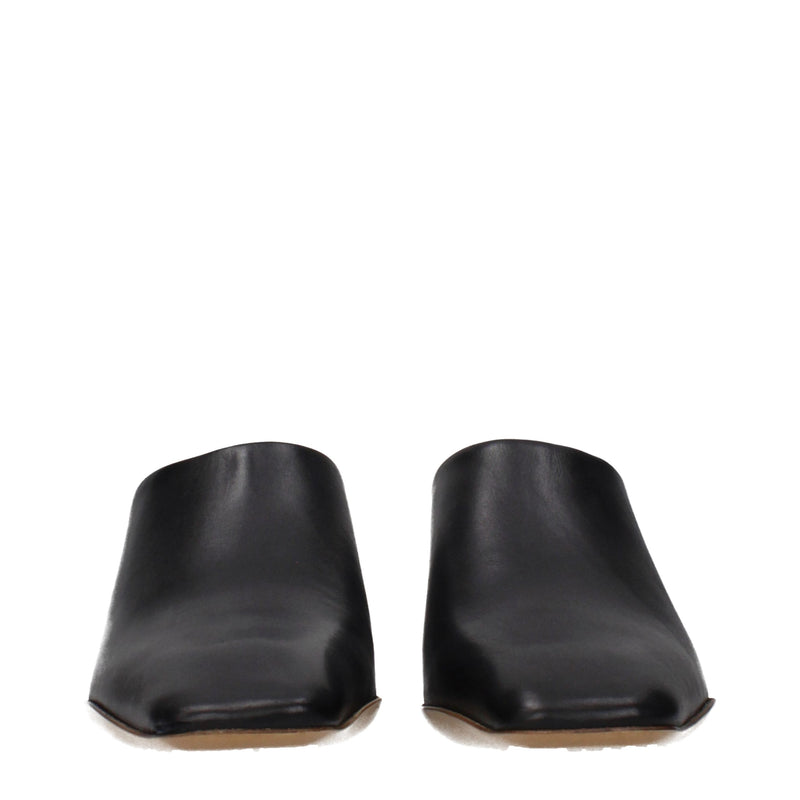 Jil Sander Black Leather Slippers for Women