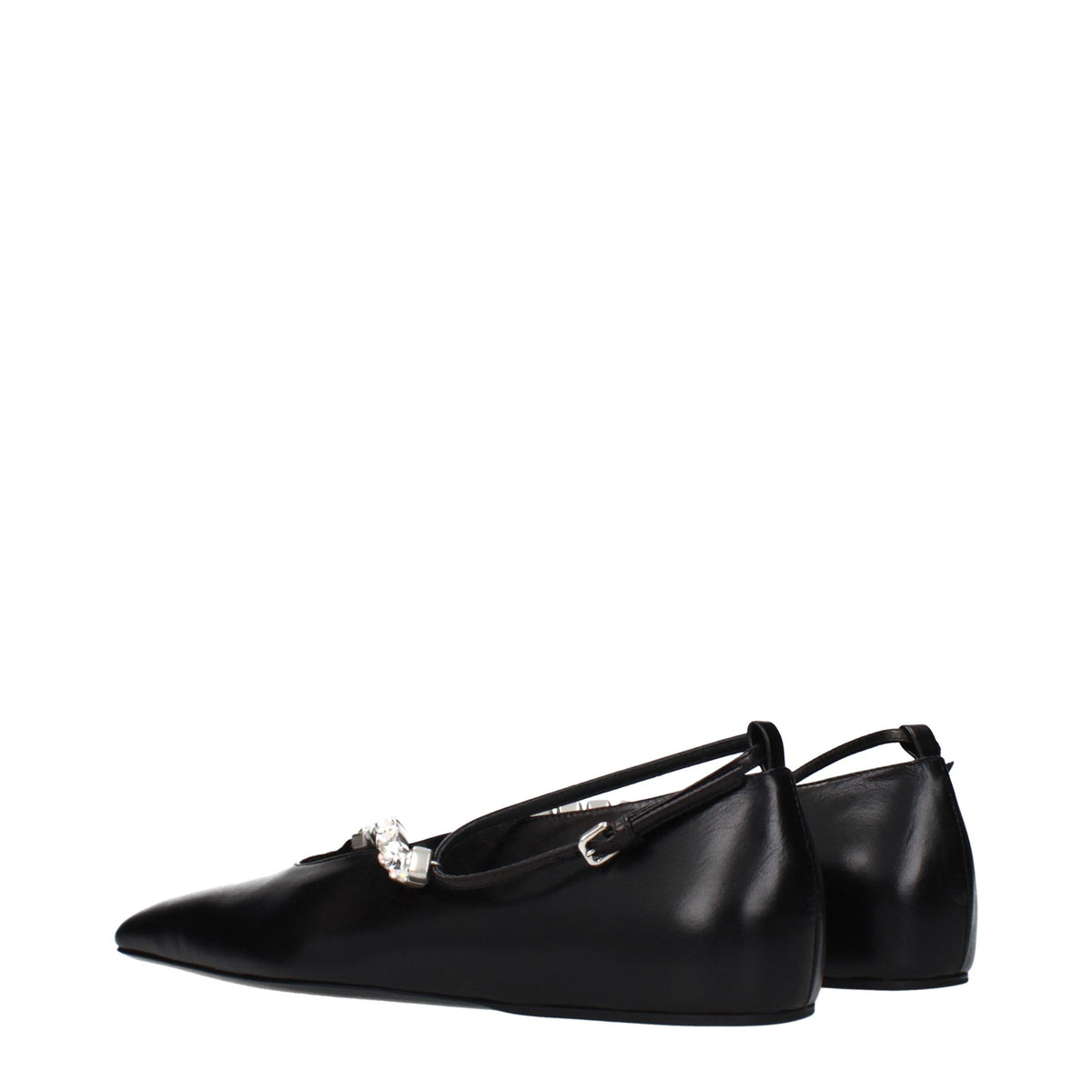 Ballerines en cuir noir Jil Sander