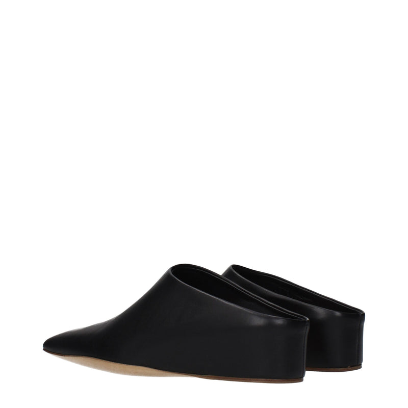 Jil Sander Black Leather Slippers for Women