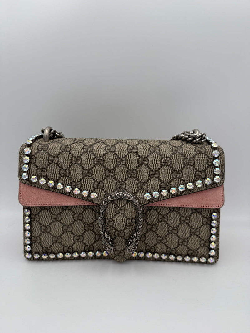 Gucci Dionysus GG Supreme Handbag with Diamantes