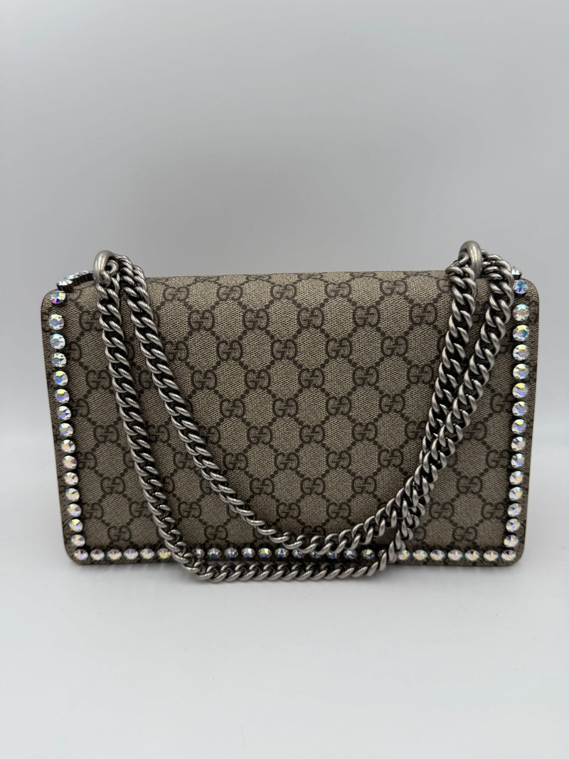 Gucci Dionysus GG Supreme Handbag with Diamantes