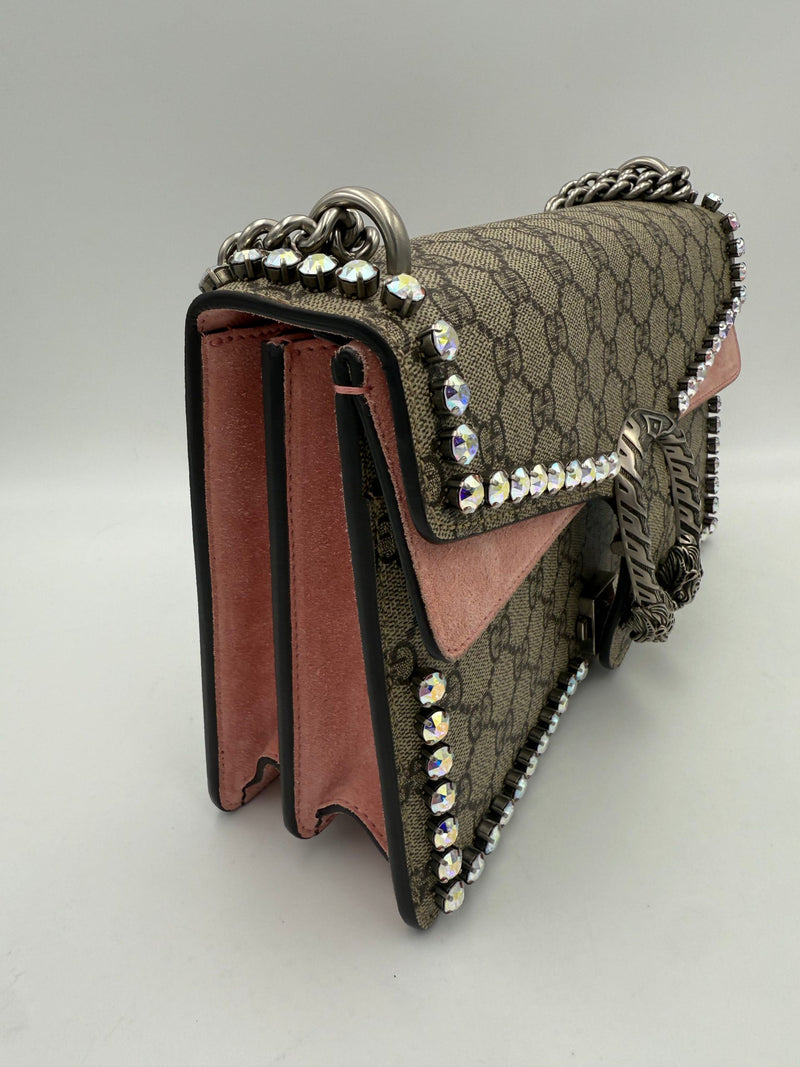 Gucci Dionysus GG Supreme Handbag with Diamantes