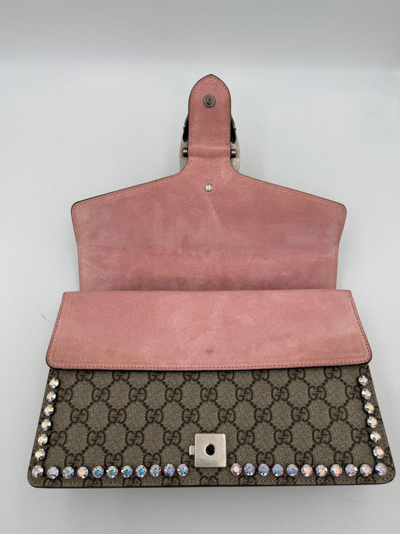 Gucci Dionysus GG Supreme Handbag with Diamantes