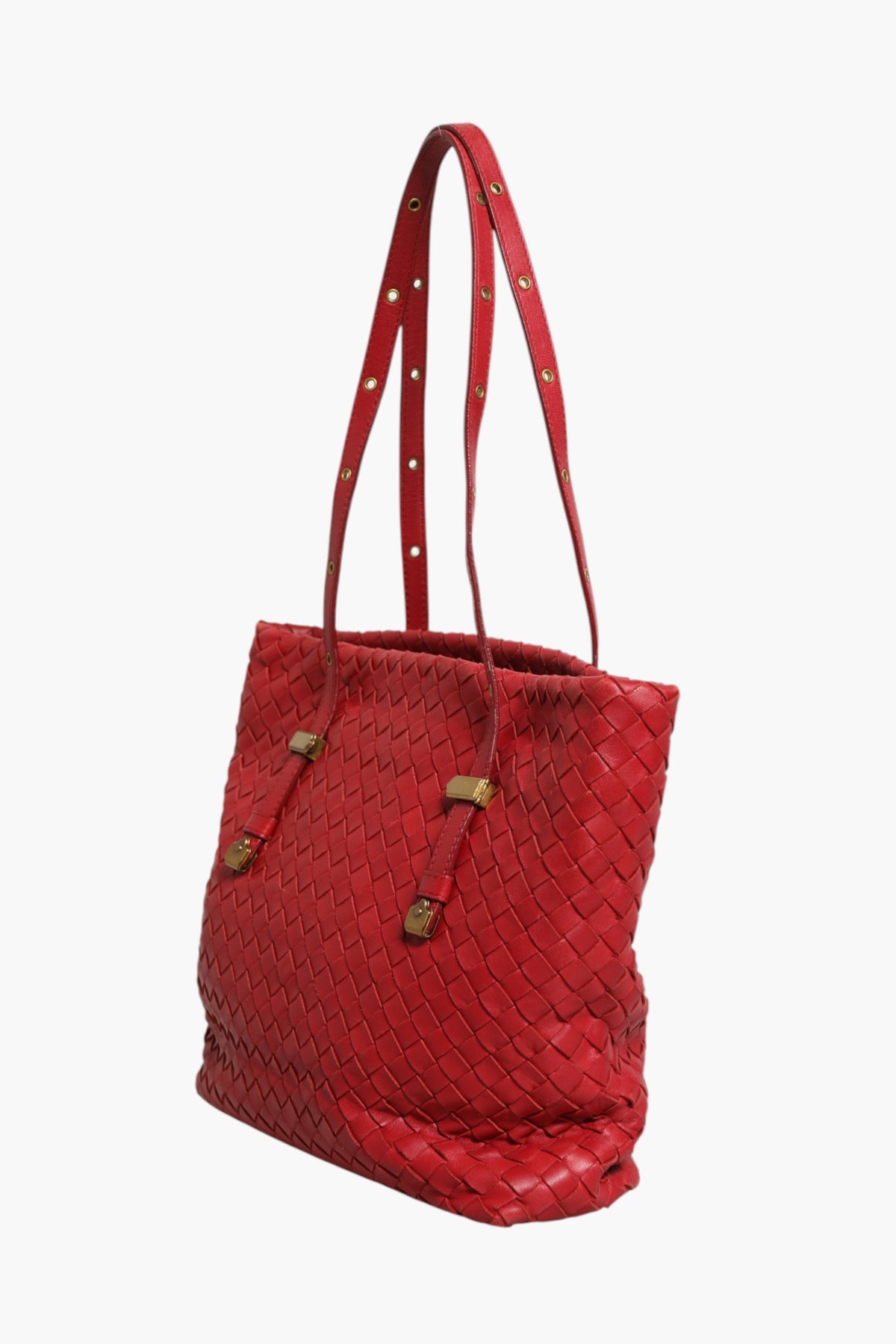 Bottega Veneta Red Intrecciato Leather Tote Bag
