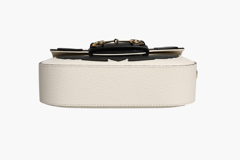 Gucci x Adidas Horsebit 1955 White Black Calfskin Leather Shoulder Bag