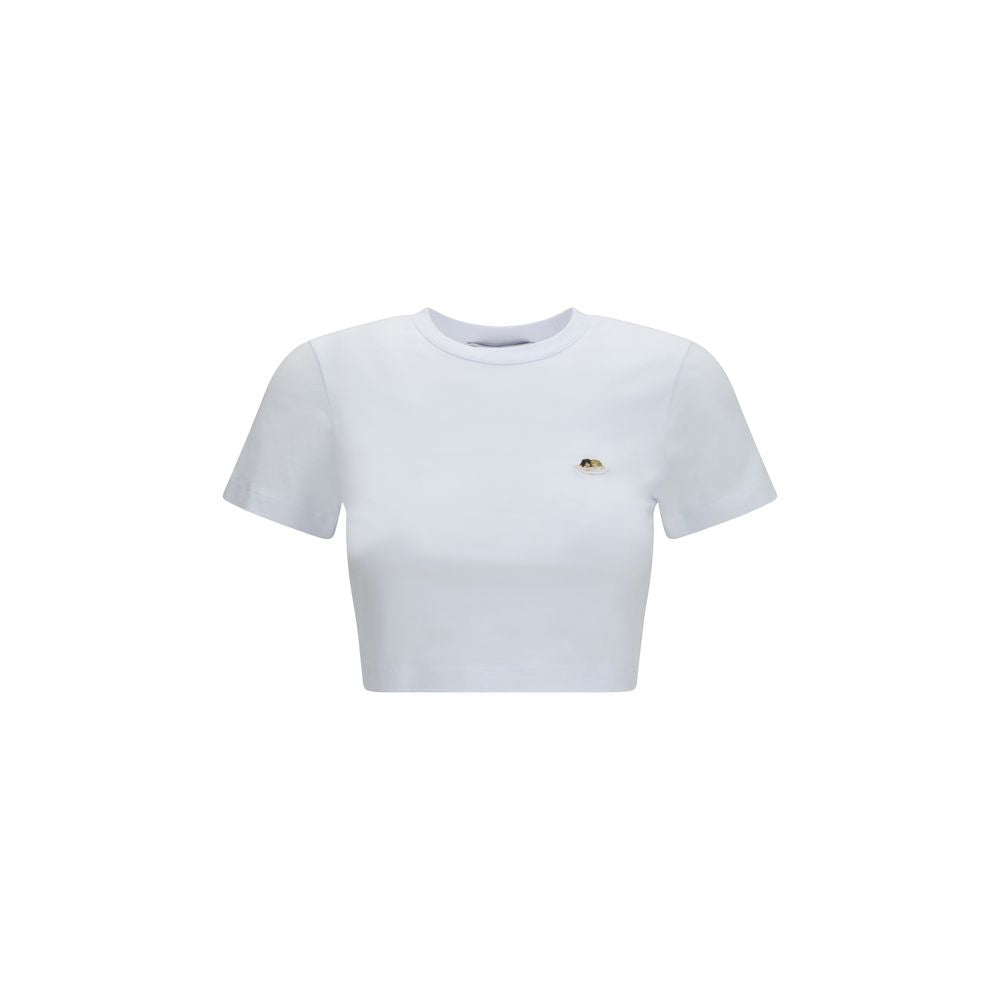 Fiorucci White Cotton Angels Patch Cropped T-Shirt