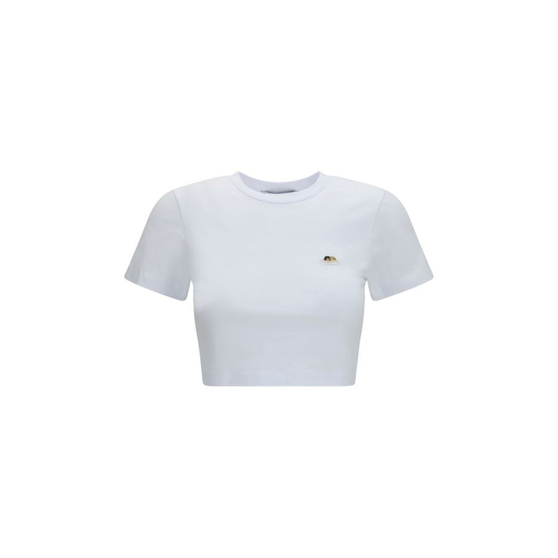 Fiorucci White Cotton Angels Patch Cropped T-Shirt