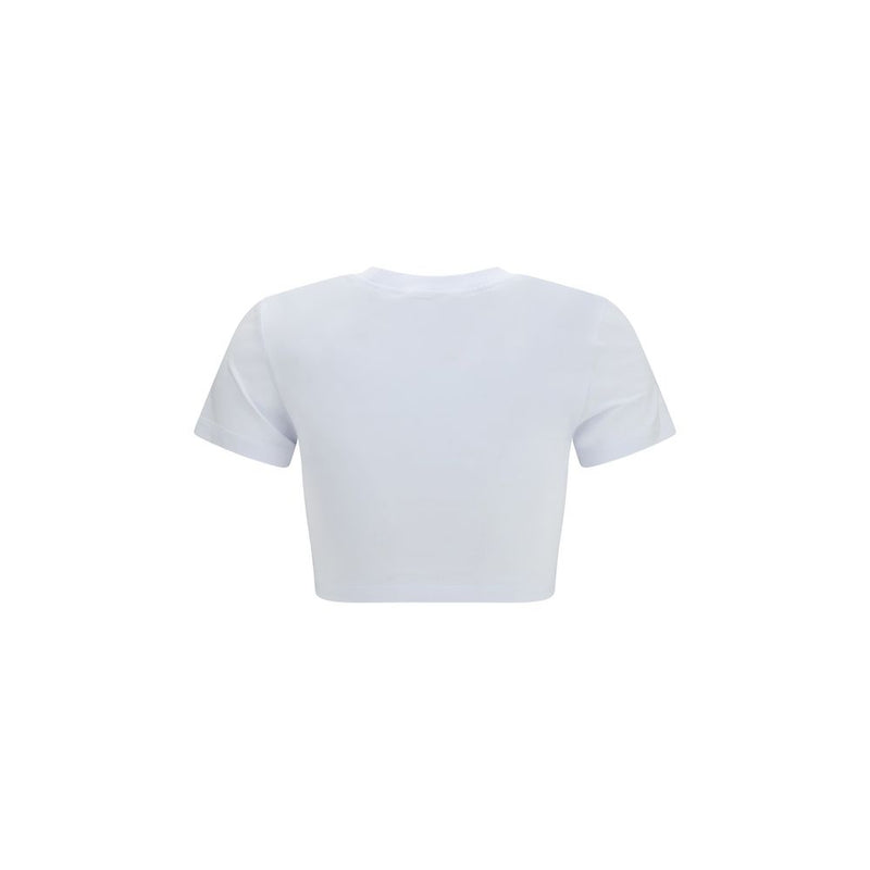 Fiorucci White Cotton Angels Patch Cropped T-Shirt