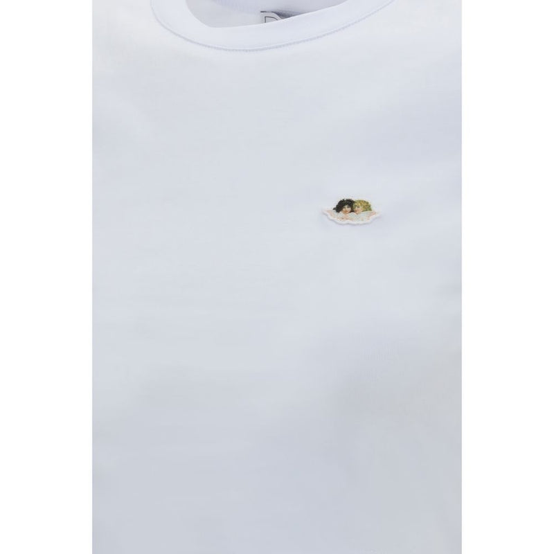 Fiorucci White Cotton Angels Patch Cropped T-Shirt