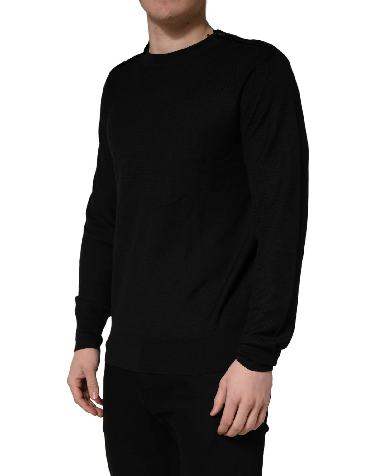 Pull Dolce & Gabbana col rond noir à manches longues