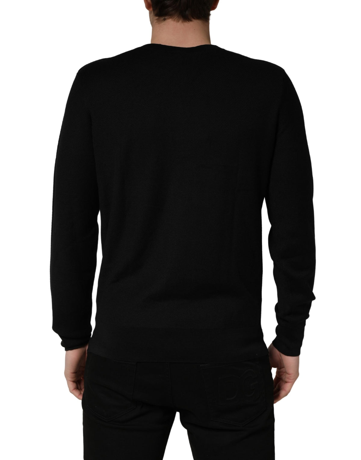 Pull Dolce & Gabbana col rond noir à manches longues
