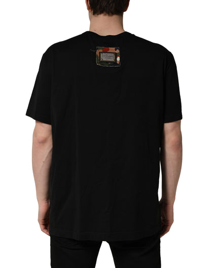 Dolce & Gabbana Zwart Camouflage Grafisch Katoenen T-shirt met Ronde Hals