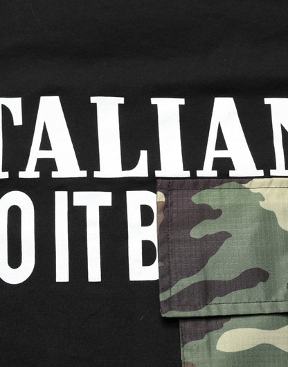Dolce & Gabbana Zwart Camouflage Grafisch Katoenen T-shirt met Ronde Hals
