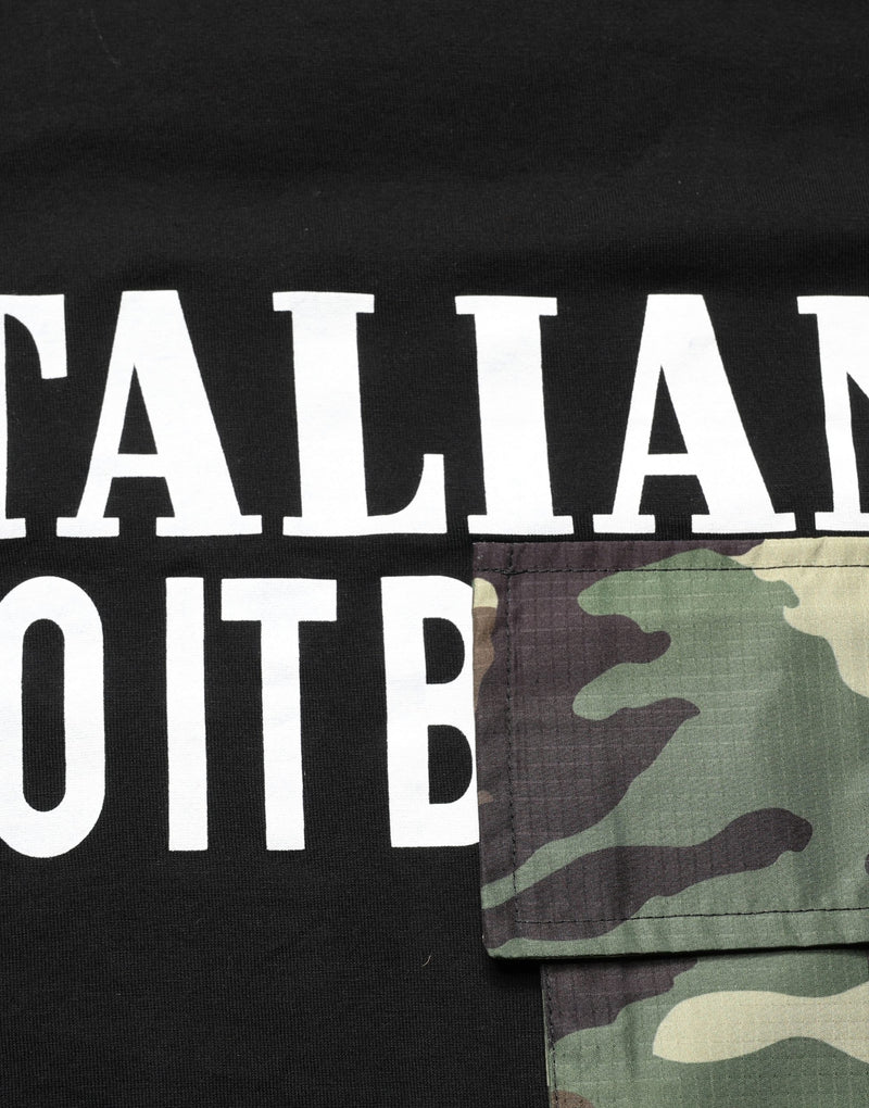 T-shirt à col ras du cou en coton à imprimé camouflage noir Dolce & Gabbana
