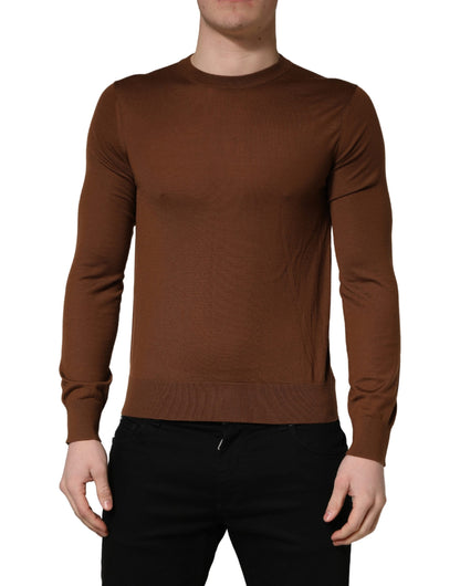 Pull en Cachemire Marron à Col Rond pour Homme Dolce & Gabbana