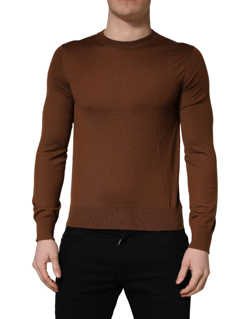 Pull en Cachemire Marron à Col Rond pour Homme Dolce & Gabbana