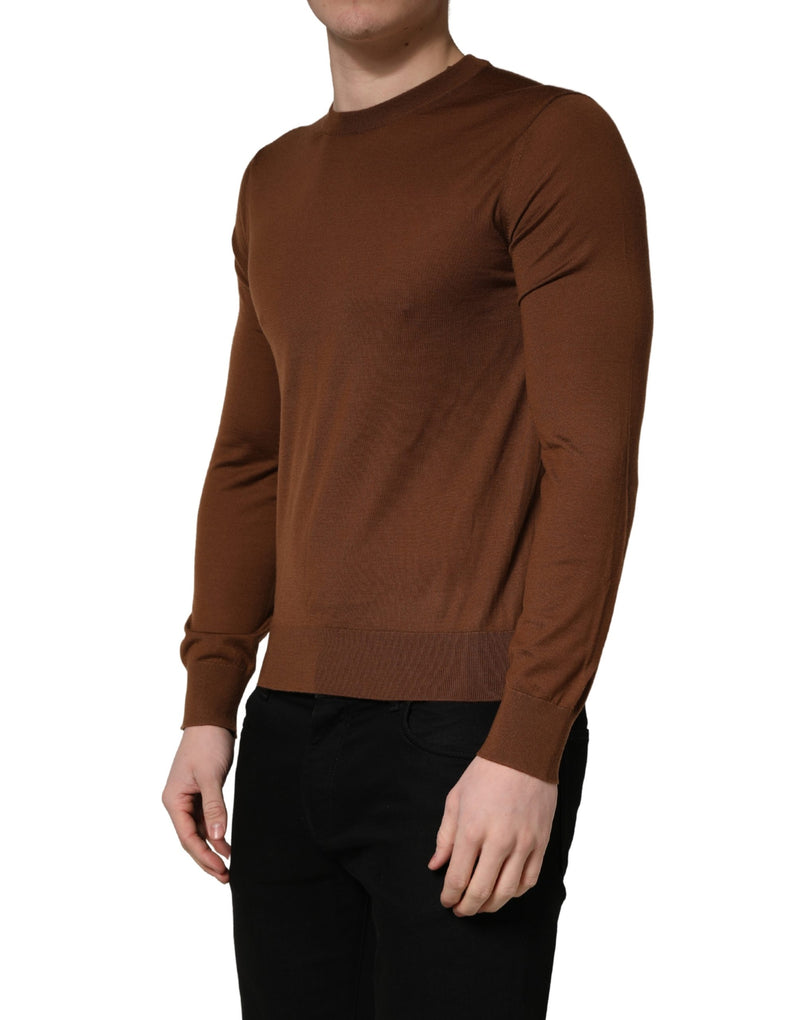 Pull en Cachemire Marron à Col Rond pour Homme Dolce & Gabbana